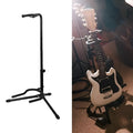 Black foldable metal guitar stand for acoustic and electric guitars