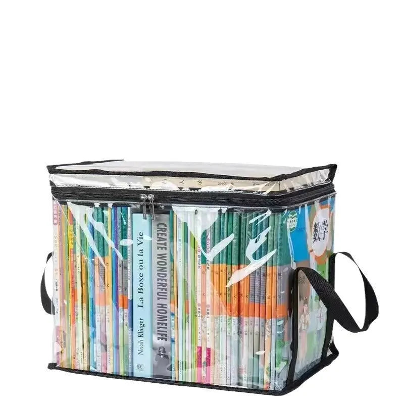 Large white foldable PVC tote bag with clear panels and a sealed top closure.