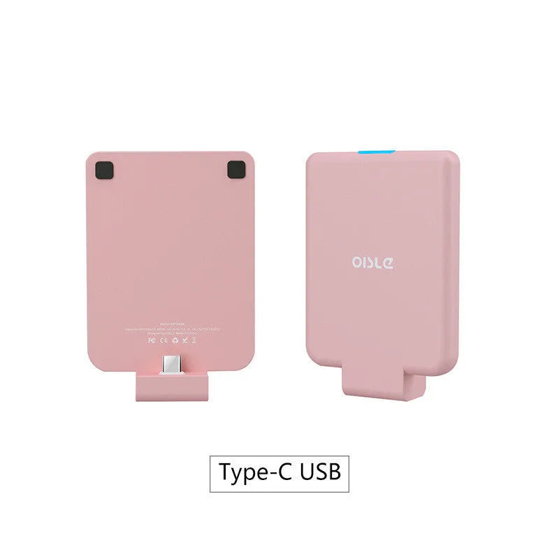 MP282P back clip battery power bank in multiple colours next to a smartphone.