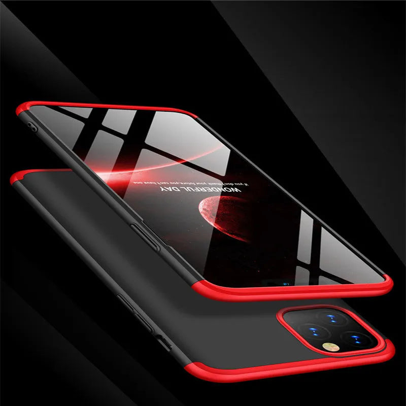 Three-section solid colour PC back cover case for Apple iPhone 11 in black
