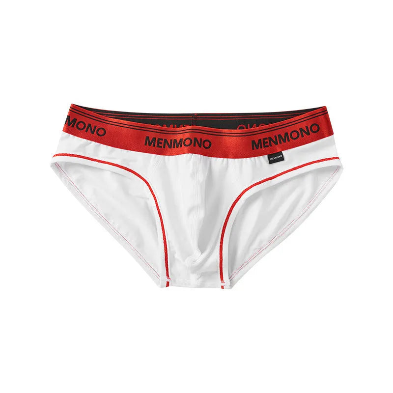 Men's low waist cotton briefs in two-tone colours with solid pattern