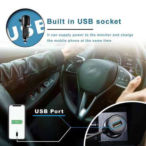 4.3-inch folding car baby monitoring screen with rear view camera and cigarette lighter power cord