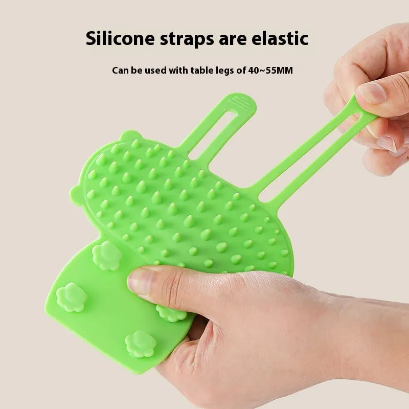 Silicone wall-mounted cat scratching comb with adjustable strap in four colour options