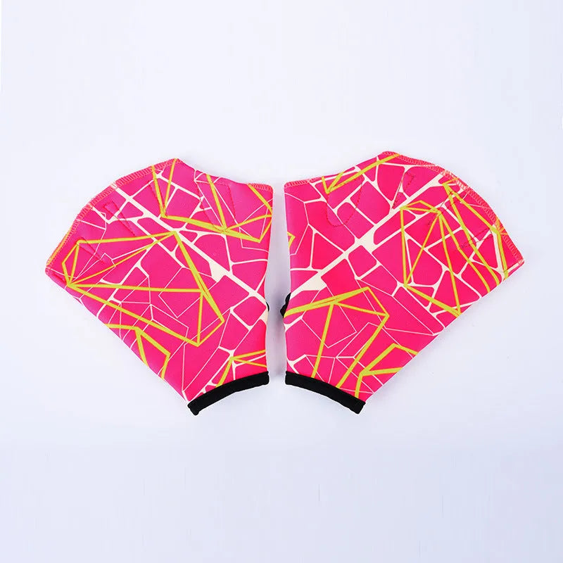 Duck feet webbed swimming gloves in multiple colour prints with nylon construction
