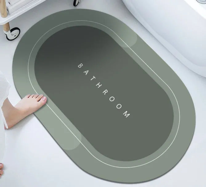 Modern simple diatom mud bathroom floor mat with non-slip rubber backing in Baikal blue colour.