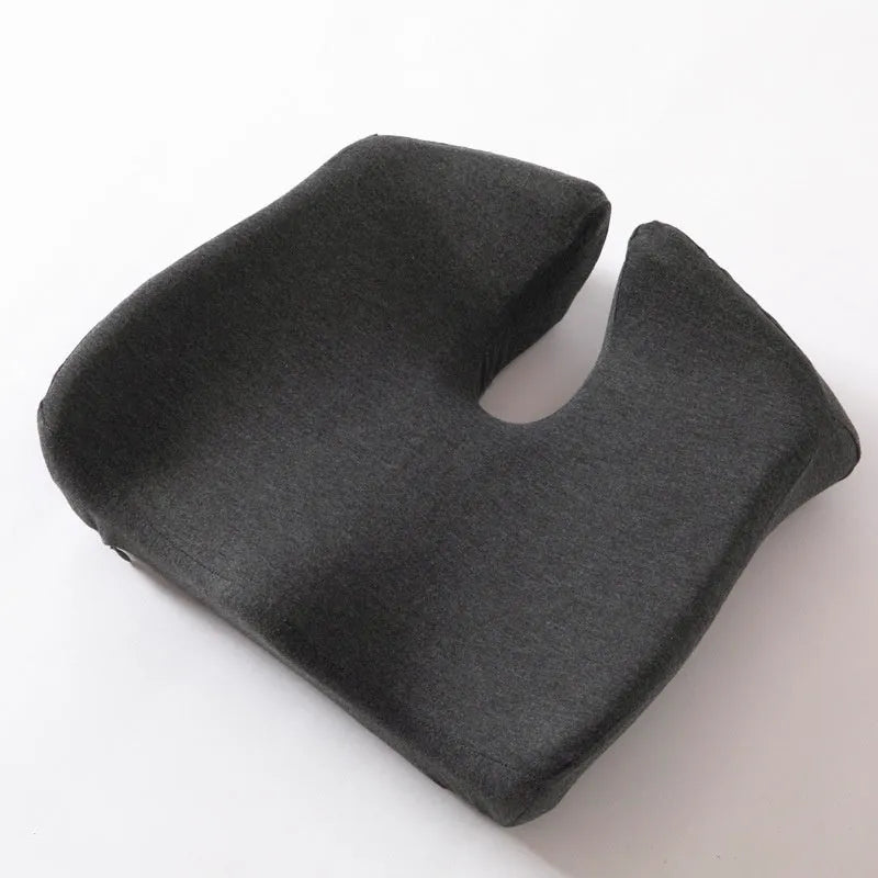 Memory foam office chair cushion for waist support measuring 36x40x11cm in grey colour.