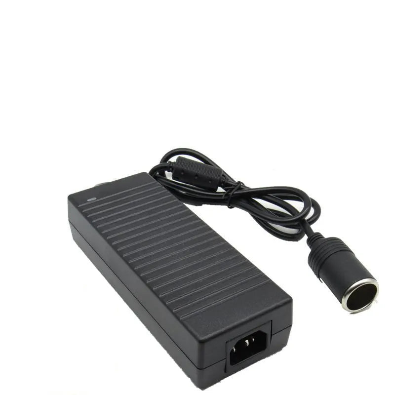 Black car electric heating cup with 400ml capacity, food grade 304 stainless steel inner lining, and power cord placed on a car seat