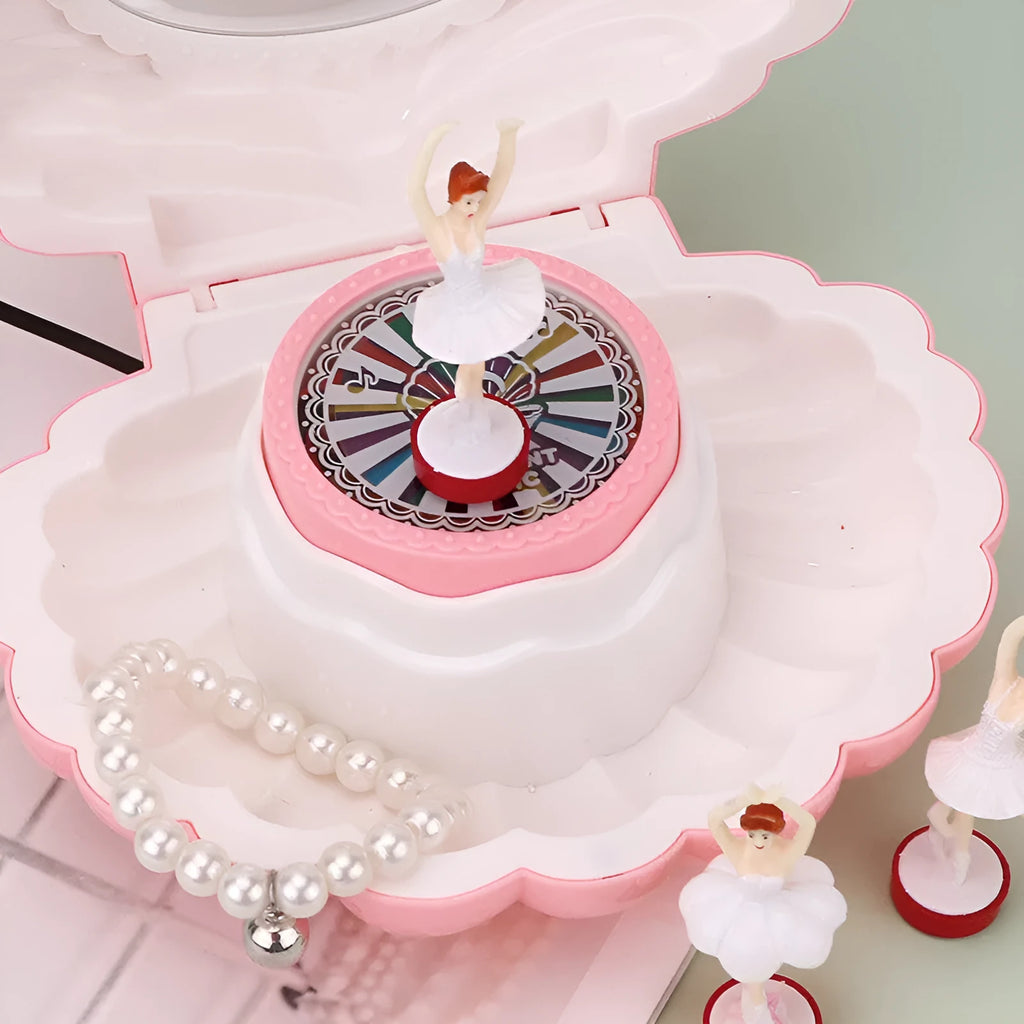 Shell ballet girl music box, plastic, 160x130x155mm, random colour, wind-up mechanism
