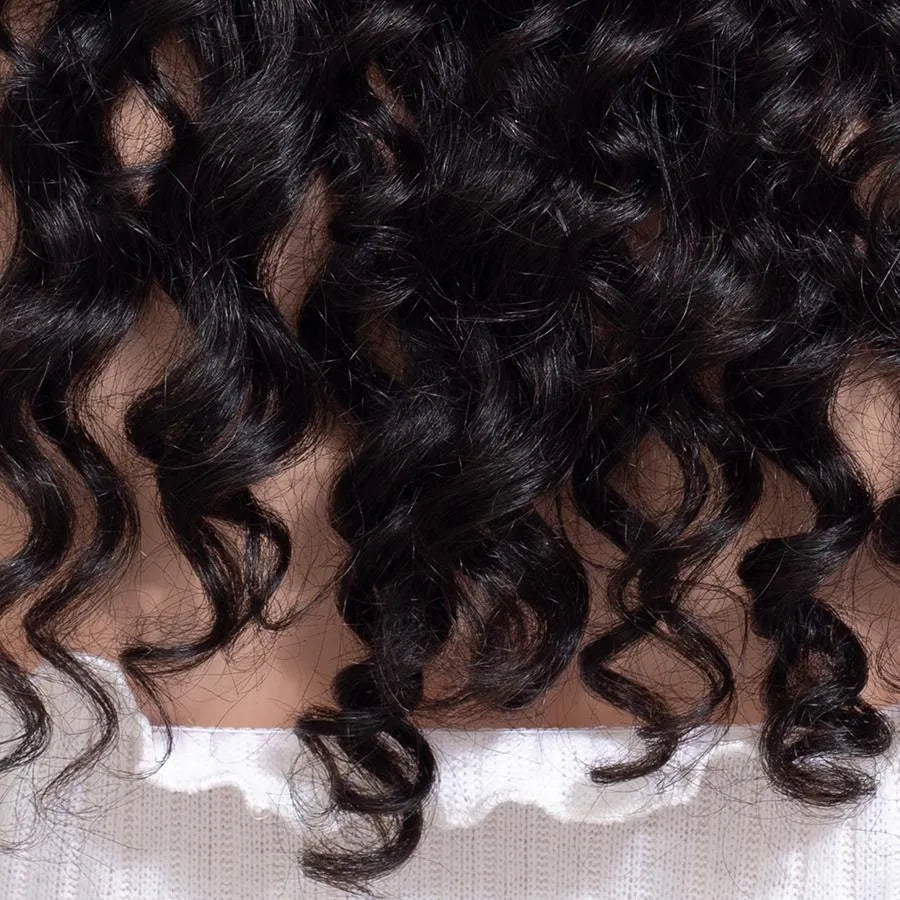 Black front lace chemical fibre small curly wig with adjustable buckles and clips, 18 inches