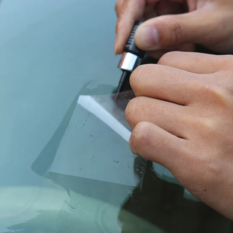 Yellow car windscreen repair kit three-piece set with glass repairing liquid