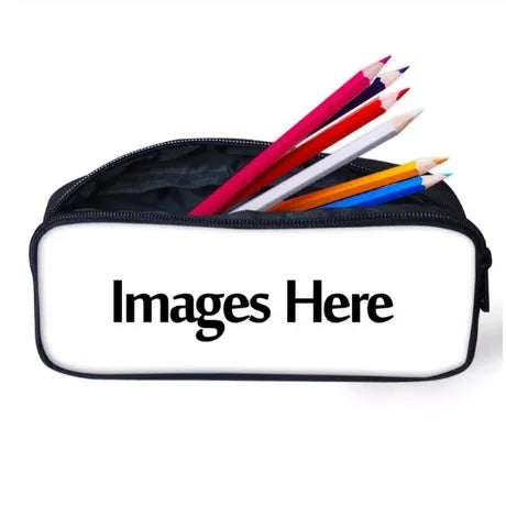 Customised pattern polyester pencil case with large opening and zipper, dimensions 10 by 21 by 4 cm