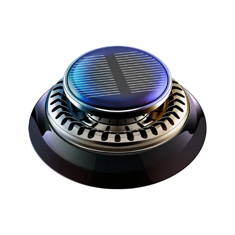 Solar-powered car aromatherapy diffuser with electromagnetic de-icing function in compact design