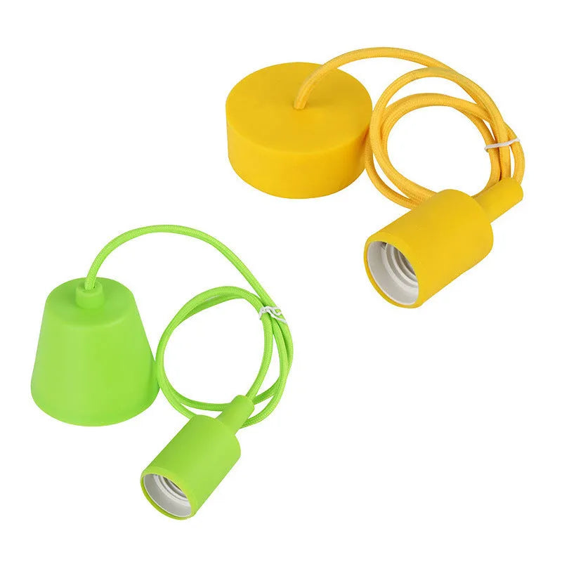 E26/E27 silicone pendant lamp holder with adjustable cord in multiple colour options