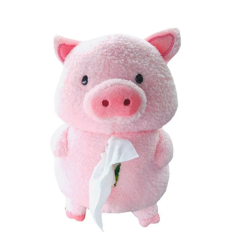 Plush fabric cartoon car tissue box with lamb design for vehicle and household decoration