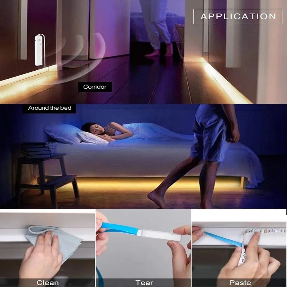 LED human body induction light strip with 60 beads for under-bed wardrobe cabinet lighting