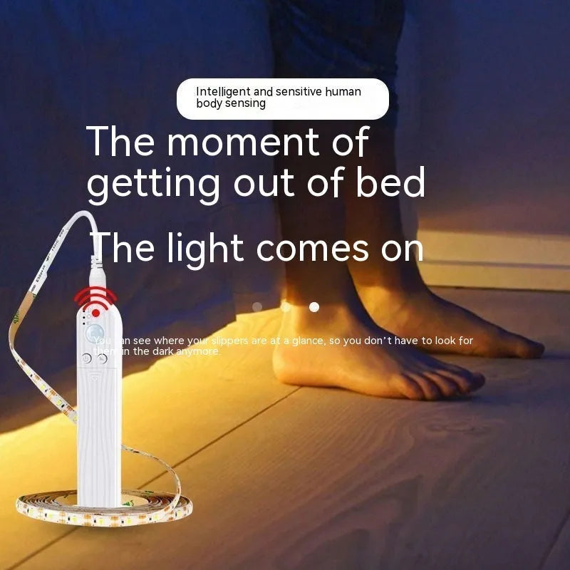 LED human body induction light strip with 60 beads for under-bed wardrobe cabinet lighting