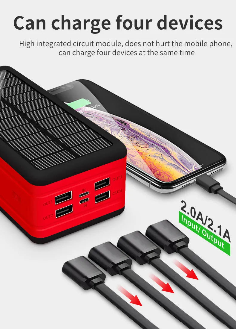 Solar wireless power bank in multiple colour options showing creative design with solar panel and wireless charging surface