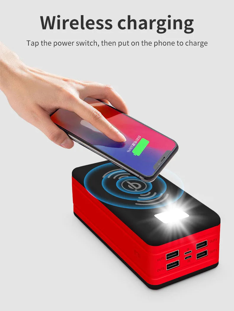 Solar wireless power bank in multiple colour options showing creative design with solar panel and wireless charging surface