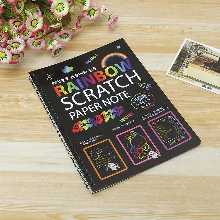 Large children's scratch art paper for DIY creative painting with colourful puzzle scraping design