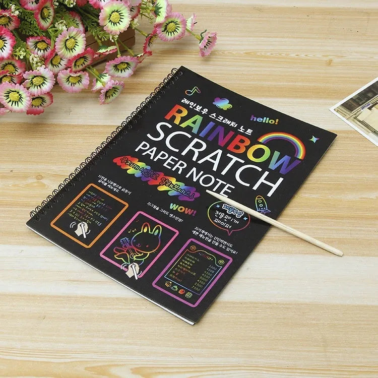 Large children's scratch art paper for DIY creative painting with colourful puzzle scraping design