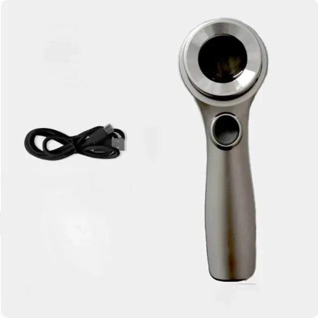Illuminated black magnifying glass with optical glass lens for jewellery and stamp appraisal on a table.