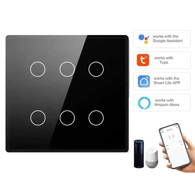 Plastic smart touch voice remote controller in black and white, 86x86x35mm