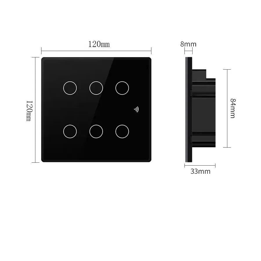 Plastic smart touch voice remote controller in black and white, 86x86x35mm