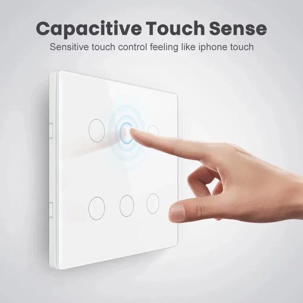Plastic smart touch voice remote controller in black and white, 86x86x35mm