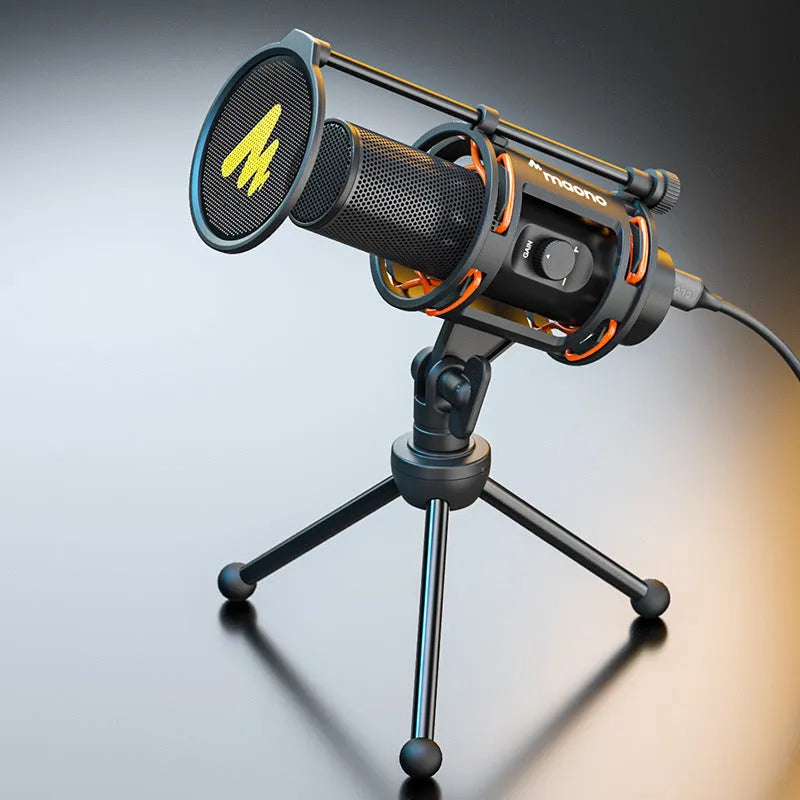 Black USB recording microphone with 1.8m cable for mobile phones and computers