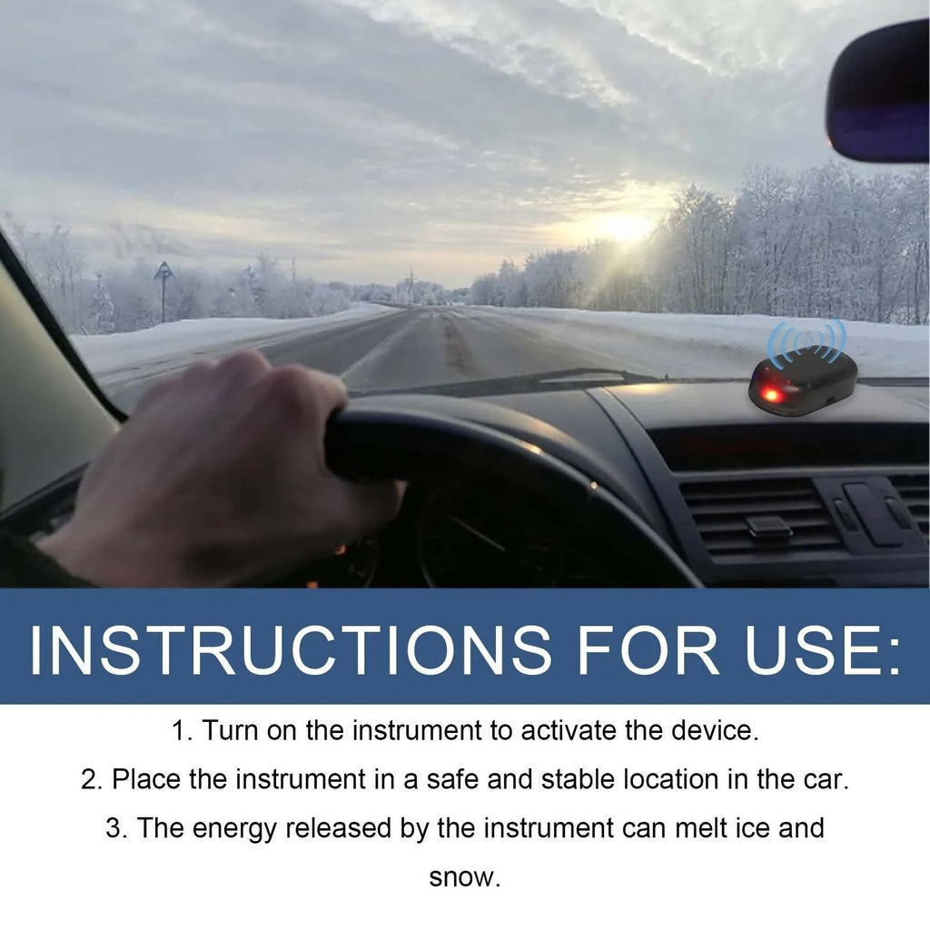 Black car windscreen de-icer tool measuring 5 by 2.6 by 1.5 centimetres.