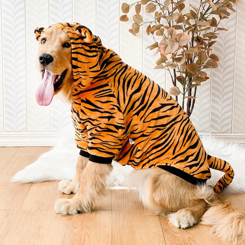 Tiger pet costume for large dogs wool lining polyester autumn winter 3XL to 8XL