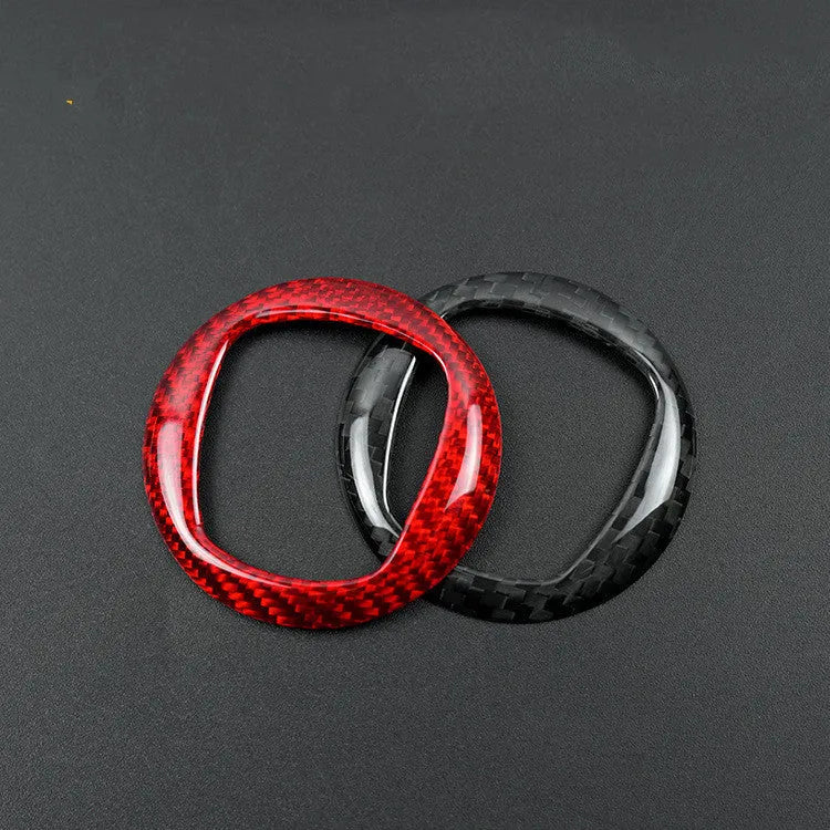 Real dry carbon carbon fibre steering wheel cover decorative sticker frame in black and red colour options