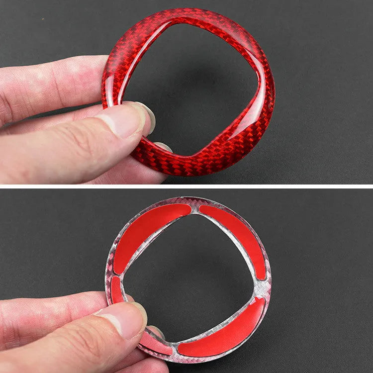 Real dry carbon carbon fibre steering wheel cover decorative sticker frame in black and red colour options