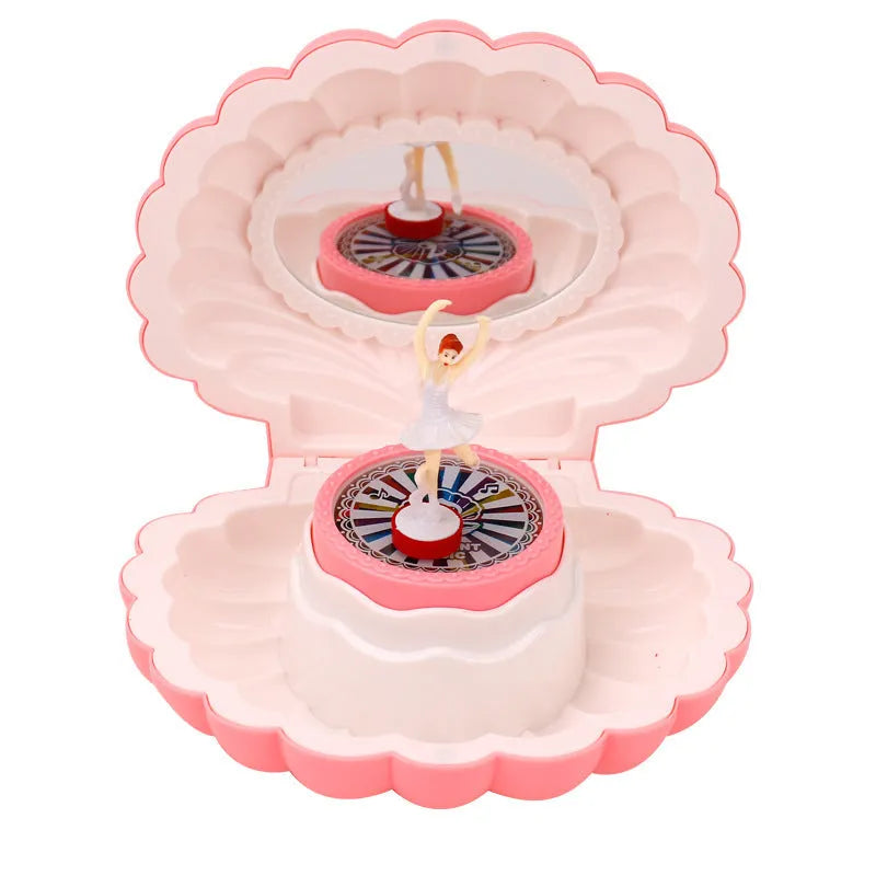 Shell ballet girl music box, plastic, 160x130x155mm, random colour, wind-up mechanism