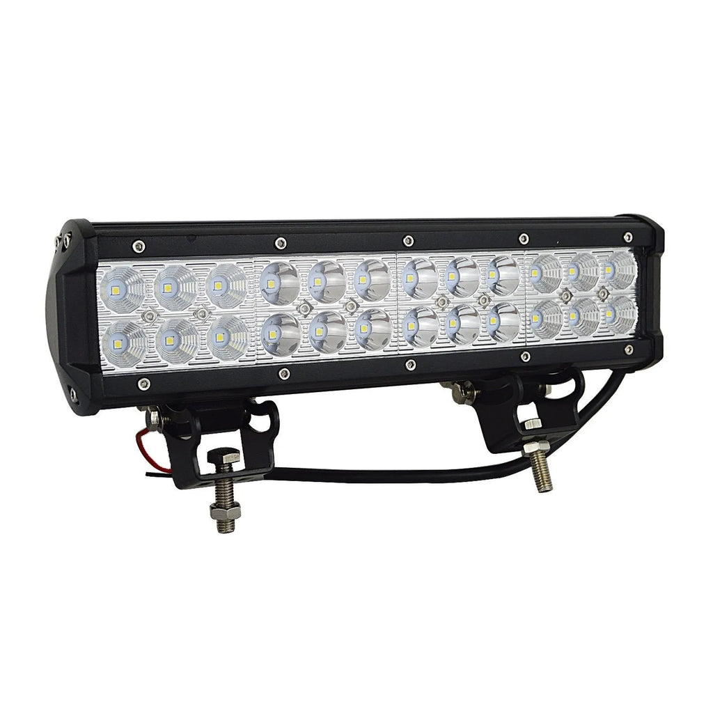 Black aluminium alloy LED roof light bar for off-road vehicles with double row LED array.