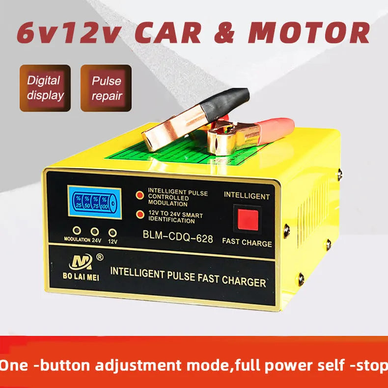 BT 168 model 12V and 24V car battery charger with American plug for lead acid batteries