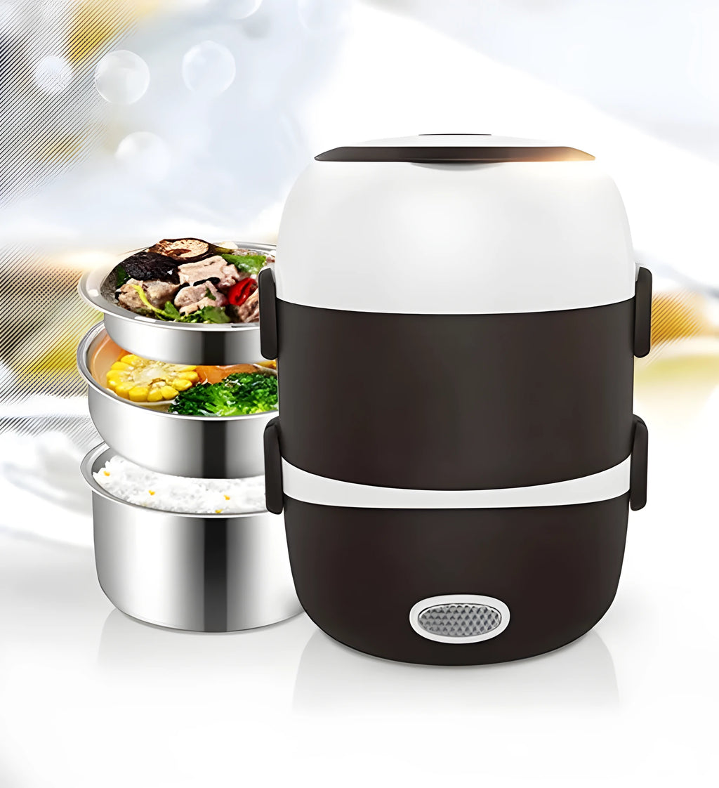 Multi-function electric lunch box with USB power port and two capacity options