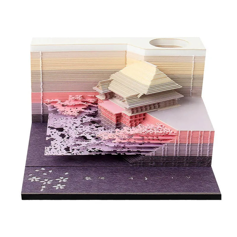 Anime architectural cartoon sticky notes pad on craft paper, 80 by 45 mm, showing One Piece castle design.