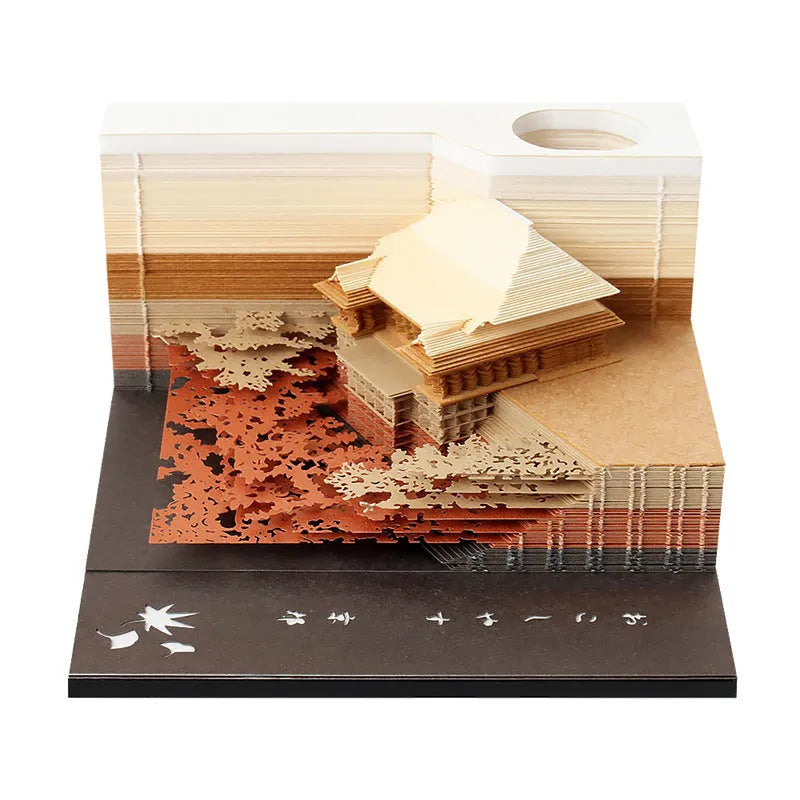 Anime architectural cartoon sticky notes pad on craft paper, 80 by 45 mm, showing One Piece castle design.