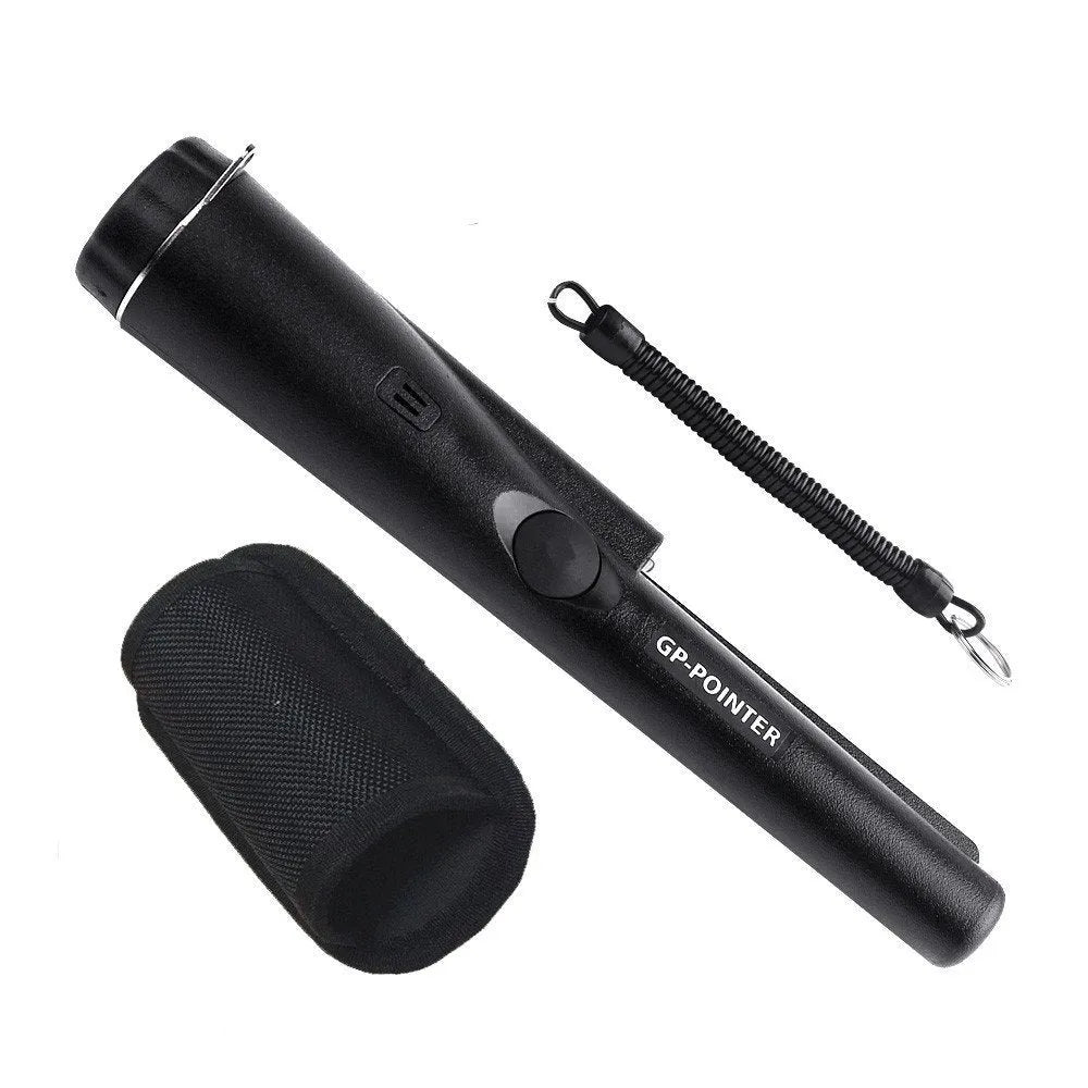Portable Pro Pointer pinpointer metal detector in black with woven belt holster for gold and treasure hunting