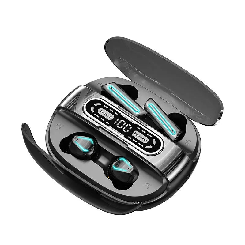 M56 Bluetooth headset in black or orange with breathing light, digital display and USB charging, plus M21 and M22 models