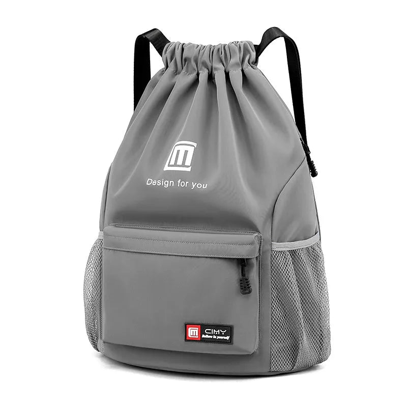 Oxford fabric drawstring backpack in multiple colours with foldable design and shoulder straps