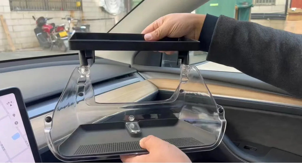 Black ABS storage box for Tesla Model 3 and Model Y centre console under-screen area