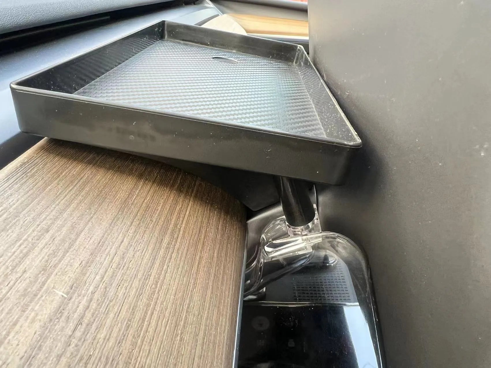 Black ABS storage box for Tesla Model 3 and Model Y centre console under-screen area