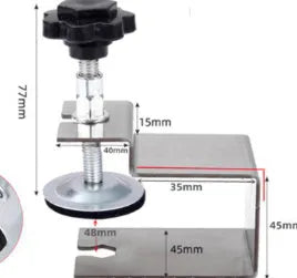 Drawer panel fixing clip showing dual-use, three-use, and U-clip formats in stainless steel or galvanised metal