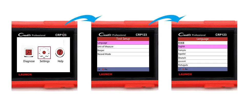 CRP123 automotive fault detector diagnostic tool scanner with cables and accessories for vehicle system analysis