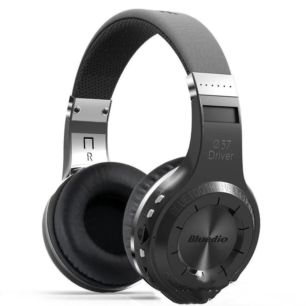 Hurricane Series Bluetooth headset over-ear bilateral stereo wireless headphones in black with 10-metre transmission range and power display