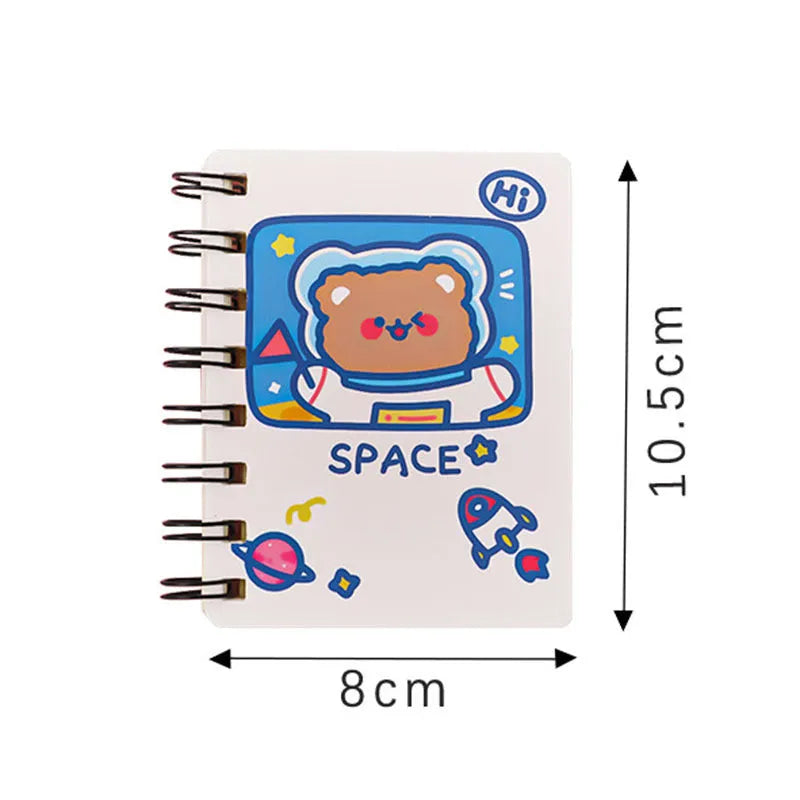 Compact astronaut series flip notebook with space-themed cover, shown closed.