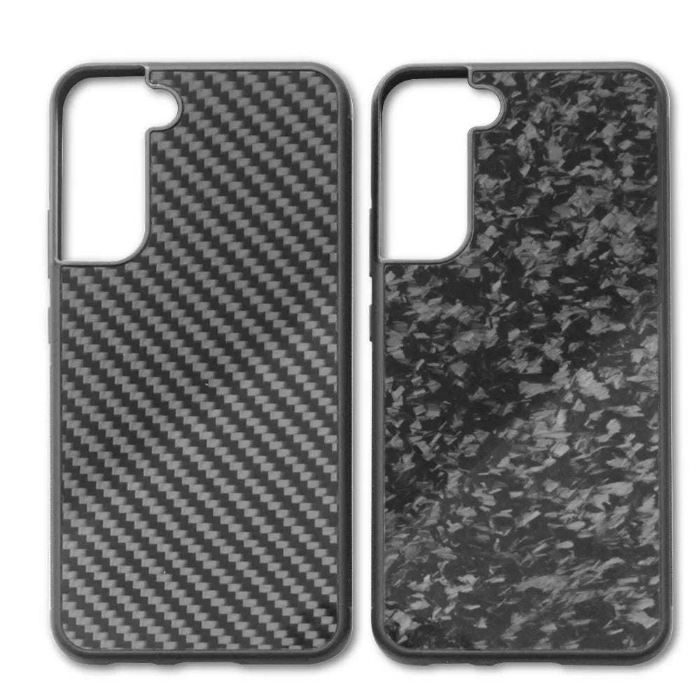 Forged carbon fibre silicone patch phone case for Samsung S21 S22 S23 back cover