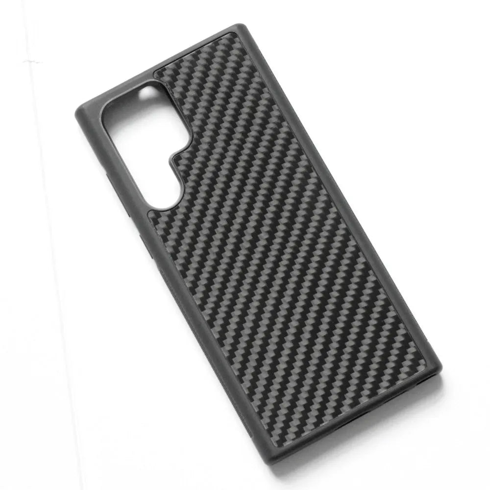 Forged carbon fibre silicone patch phone case for Samsung S21 S22 S23 back cover